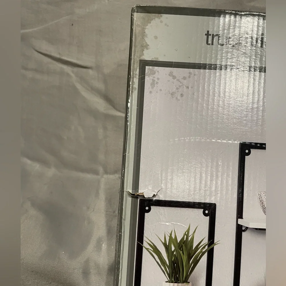 NWT Trueliving 2 Piece Black and White Wall Shelf Set